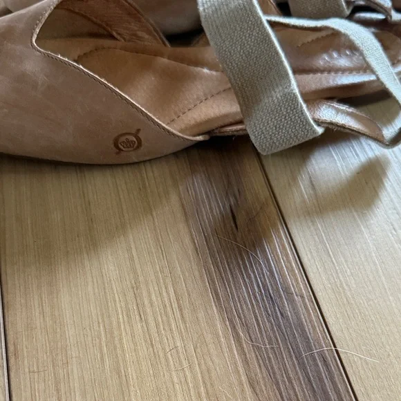 Born Coco Flats Brown Beige Leather Slingback Flats Shoes Womens Size 9 - Picture 5 of 10